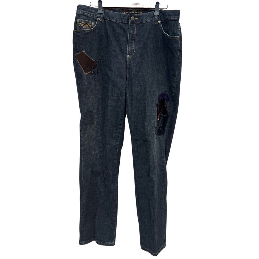 Ralph Lauren Women’s Black Patchwork Jeans Size 16